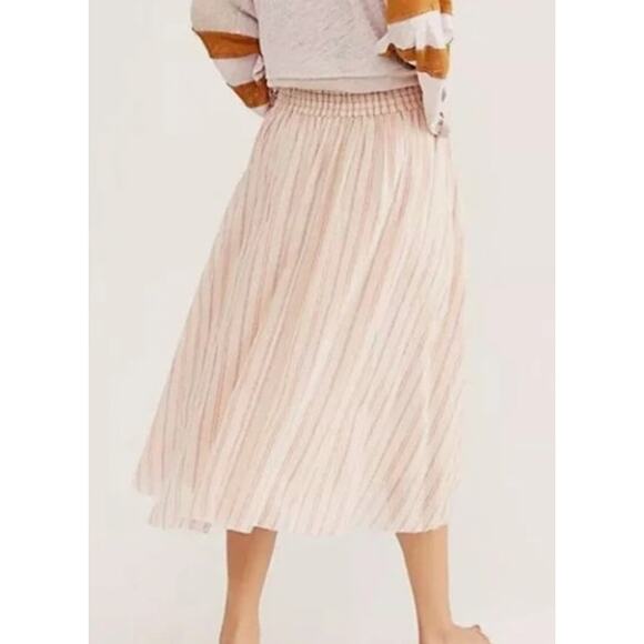 FREE PEOPLE ELISA STRIPED MIDI SKIRT IN CHALK Sz. S - Picture 3 of 9
